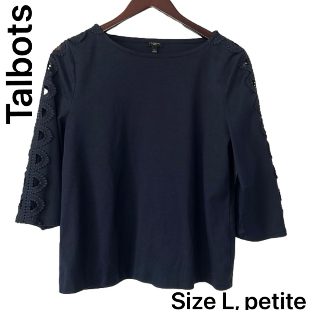 Talbots navy blue top, size L